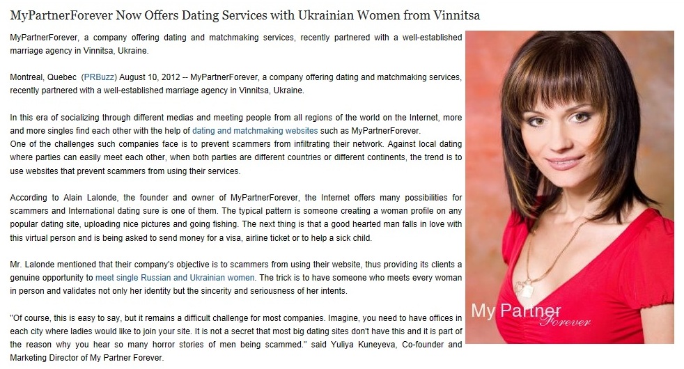 International Dating and matchmaking service introducing Ukrainian women from Vinnitsa