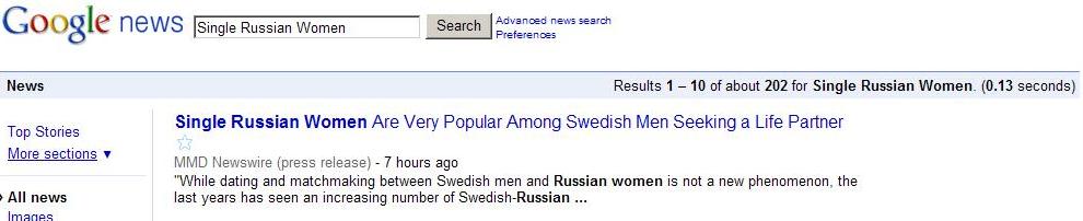 Single Russian Women Are Very Popular Among Swedish Men Seeking a Life Partner
